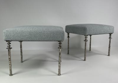  Bourgeois Boheme Atelier Pair of Sorgue Stools White Bronze