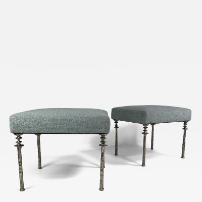  Bourgeois Boheme Atelier Pair of Sorgue Stools White Bronze