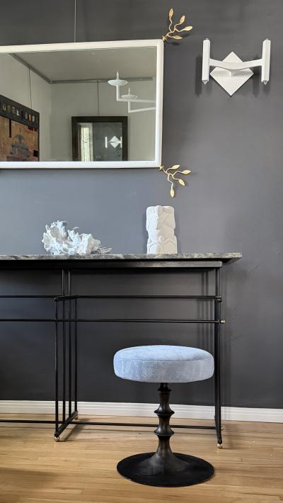  Bourgeois Boheme Atelier Pair of St Paul Primo Stools Bronze and Suede 