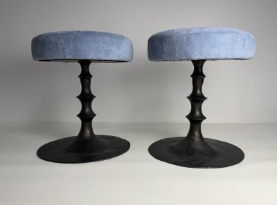  Bourgeois Boheme Atelier Pair of St Paul Primo Stools Bronze and Suede 