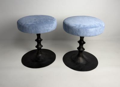  Bourgeois Boheme Atelier Pair of St Paul Primo Stools Bronze and Suede 