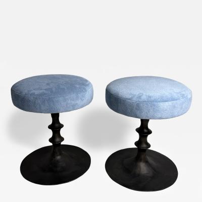  Bourgeois Boheme Atelier Pair of St Paul Primo Stools Bronze and Suede 