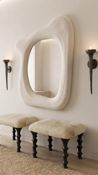  Bourgeois Boheme Atelier Plaster of Paris Nuage Mirror 2 by Bourgeois Boheme Atelier