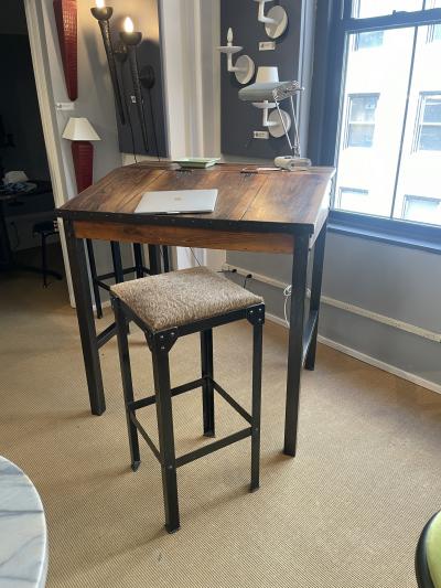  Bourgeois Boheme Atelier Single Durance Stool Bar Height Natural Brown Horse Hide Upholstery