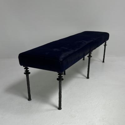 Bourgeois Boheme Atelier Sorgue Bench Blue Cowhide Silicon Bronze Leg