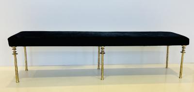  Bourgeois Boheme Atelier Sorgue Bench Gold Bronze Legs Blue Hide