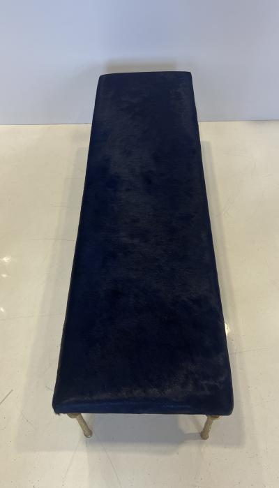  Bourgeois Boheme Atelier Sorgue Bench Gold Bronze Legs Blue Hide