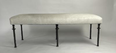  Bourgeois Boheme Atelier Sorgue Bench Off White Cow Hide Silicon Bronze Legs by Bourgeois Boheme