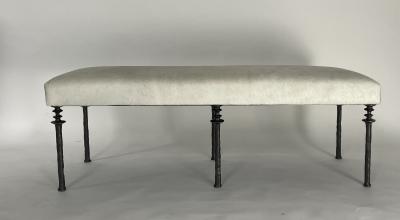  Bourgeois Boheme Atelier Sorgue Bench Off White Cow Hide Silicon Bronze Legs by Bourgeois Boheme