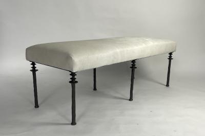  Bourgeois Boheme Atelier Sorgue Bench Off White Cow Hide Silicon Bronze Legs by Bourgeois Boheme