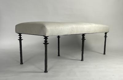  Bourgeois Boheme Atelier Sorgue Bench Off White Cow Hide Silicon Bronze Legs by Bourgeois Boheme