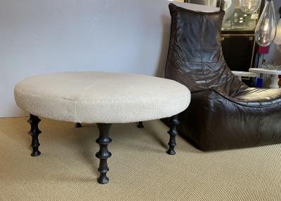  Bourgeois Boheme Atelier St Paul Ottoman Bronze Legs Shearling Cushion