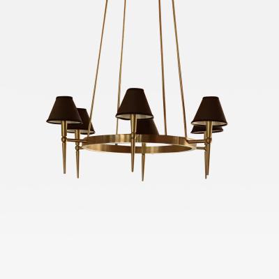  Boyd Lighting Co Huge 6 Boyd Lighting Brushed Brass Modern Wagon Wheel 6 Light Chandelier