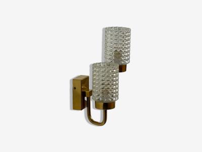  Br derna Malmstr ms Metallvarufabrik Malm Metallvarufabrik Glass Patinated Brass Wall Sconces Sweden 1960s