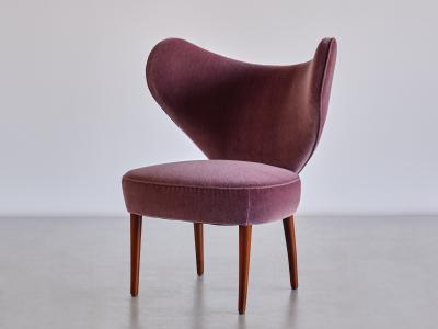 Br ndby ster M bel Exceptional Heart Chair in Purple Mohair Br ndby ster M bel Denmark 1953