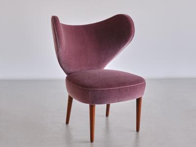 Br ndby ster M bel Exceptional Heart Chair in Purple Mohair Br ndby ster M bel Denmark 1953