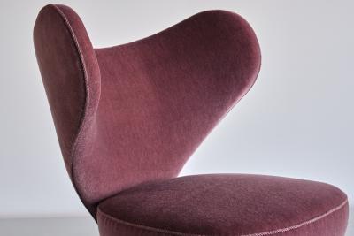 Br ndby ster M bel Exceptional Heart Chair in Purple Mohair Br ndby ster M bel Denmark 1953