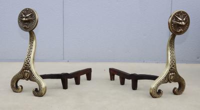  Bradley Hubbard Manufacturing Company Bradley Hubbard Solid Brass Dragons Antique Fireplace Andirons