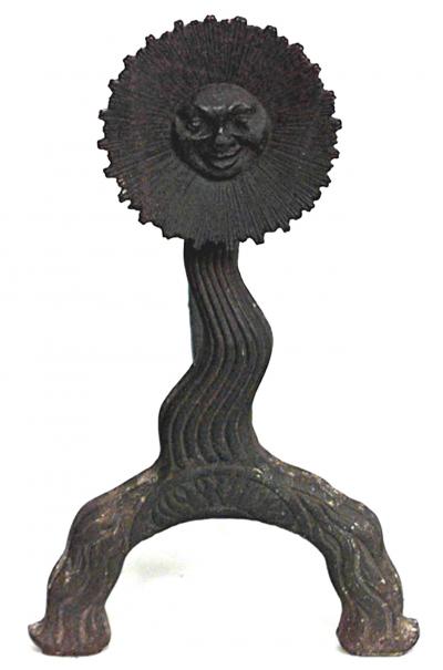  Bradley Hubbard Manufacturing Company Pair of Bradley and Hubbard American Country Wrought Iron Andirons