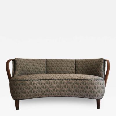  Bramin M bler Danish MCM Banana Sofa with Curved Beech Arms