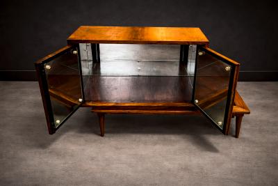  Branco Preto Bar with Side Table in Hardwood Glass Branco e Preto 1950s