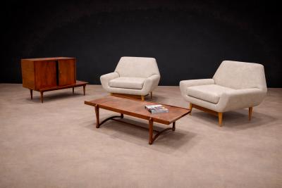  Branco Preto Bar with Side Table in Hardwood Glass Branco e Preto 1950s