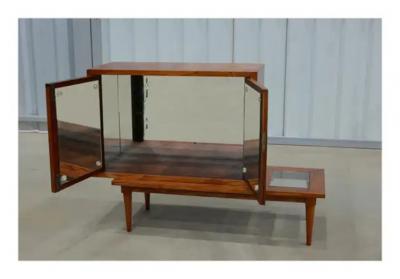  Branco Preto Brazilian Bar with Side Table in Hardwood and Glass by Branco e Preto c 1950 s