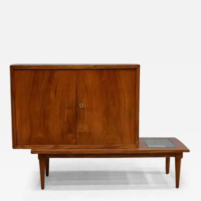  Branco Preto Brazilian Bar with Side Table in Hardwood and Glass by Branco e Preto c 1950 s