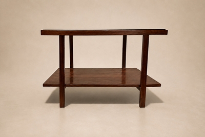  Branco Preto Rectangular Side Table in Rosewood Glass Branco e Preto
