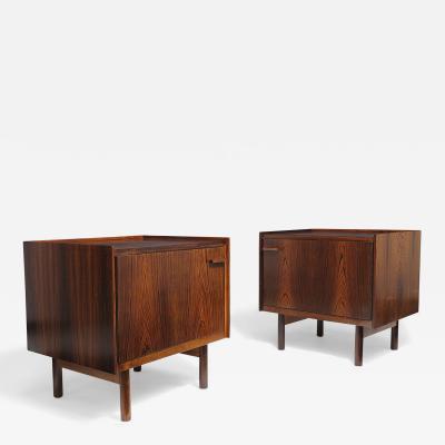  Brande M belfabrik Pair Ib Kofod Larsen for Brandi Moblefabrik Brazilian Rosewood Nightstands