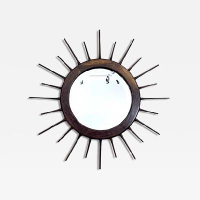  Brazilian Mid 20th Century Brazilian Jacaranda Sunburst Mirror L