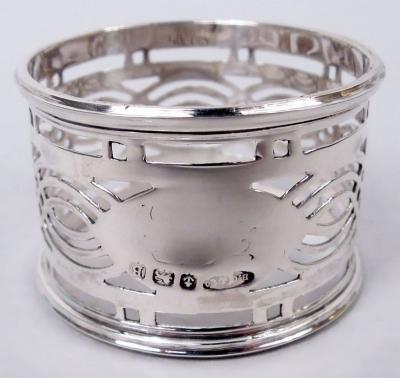  Britton Gould Co Set of 6 English Art Deco Classical Sterling Silver Napkin Rings 1926
