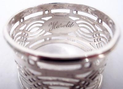  Britton Gould Co Set of 6 English Art Deco Classical Sterling Silver Napkin Rings 1926