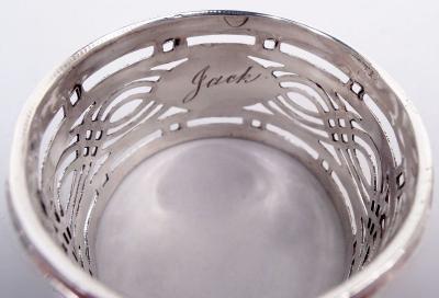  Britton Gould Co Set of 6 English Art Deco Classical Sterling Silver Napkin Rings 1926