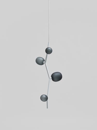  Brokis Koldova Ivy Vertical 4 Blown Smoke Grey Glass Pendant in White for Brokis