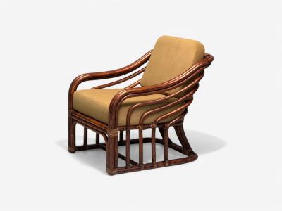  Brown Jordan Furniture Brown Jordan Mid Century Modern Bamboo Camel Fabric Lounge Chairs 1960s