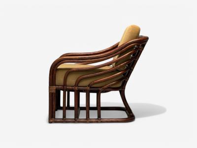  Brown Jordan Furniture Brown Jordan Mid Century Modern Bamboo Camel Fabric Lounge Chairs 1960s