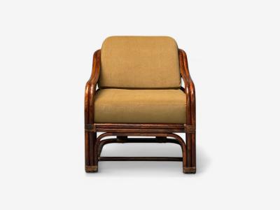  Brown Jordan Furniture Brown Jordan Mid Century Modern Bamboo Camel Fabric Lounge Chairs 1960s