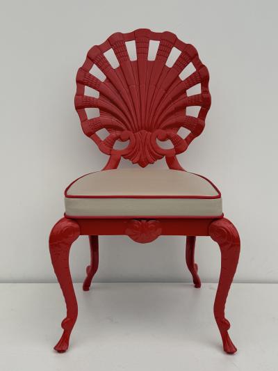  Brown Jordan Furniture Set of Eight Aluminum Venitian Grotto Style Shell Back Chairs