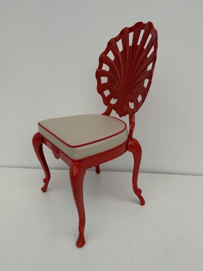  Brown Jordan Furniture Set of Eight Aluminum Venitian Grotto Style Shell Back Chairs