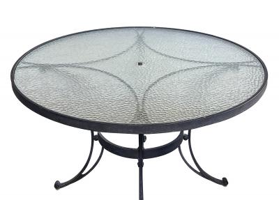  Brown Jordan Furniture Vintage Brown Jordan Aluminum Outdoor Round Table with Four Chairs