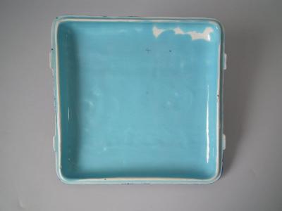  Brown Westhead Moore Co Brown Westhead Moore and Co Majolica Belted Suitcase Box and Cover