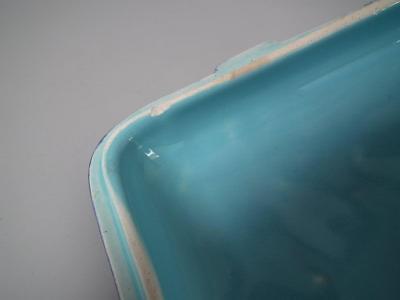  Brown Westhead Moore Co Brown Westhead Moore and Co Majolica Belted Suitcase Box and Cover