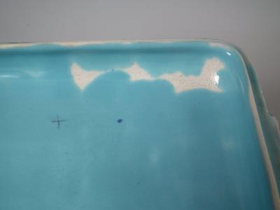  Brown Westhead Moore Co Brown Westhead Moore and Co Majolica Belted Suitcase Box and Cover