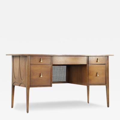  Broyhill Brasilia Broyhill Brasilia Mid Century Desk Walnut and Brass Desk