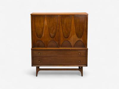  Broyhill Brasilia Broyhill Brasilia Mid Century Modern Walnut Brass Highboy USA 1960s