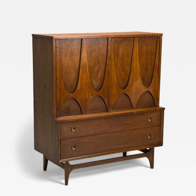  Broyhill Brasilia Broyhill Brasilia Mid Century Modern Walnut Brass Highboy USA 1960s