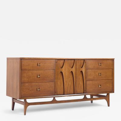  Broyhill Brasilia Broyhill Brasilia Mid Century Walnut 9 Drawer Lowboy Dresser
