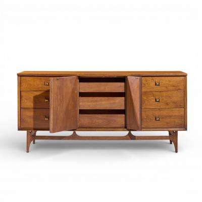 Broyhill Brasilia Broyhill Brasilia Mid Century Walnut 9 Drawer Lowboy Dresser