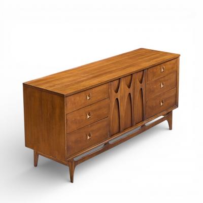  Broyhill Brasilia Broyhill Brasilia Mid Century Walnut 9 Drawer Lowboy Dresser